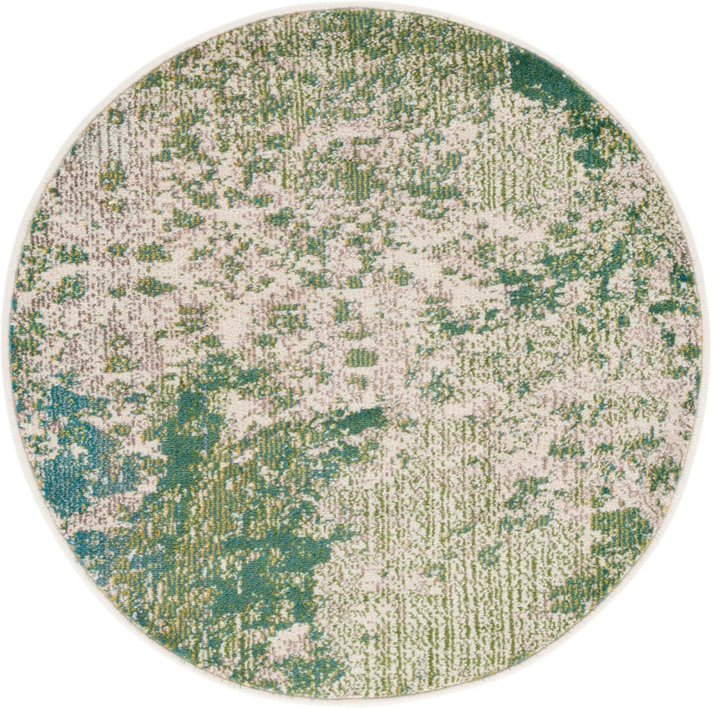 Madison Collection Area Rug - 5' Round, Green & Ivory, Modern Abstract Design, Non-Shedding & Easy Care, Ideal for High Traffic Areas in Living Room, Bedroom (MAD499Y)