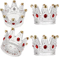Set of 4 Glass Crown Tealight Candle Holder Crystal Votive Candle Holder Candle Stand, Crown Nail Art Dappen Dish Tea Light Holder for Dining Table Centerpiece Home Decor Wedding Party (Red)