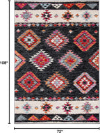 Adirondack Collection Area Rug - 6' X 9', Black & Red, Boho Tribal Design, Non-Shedding & Easy Care, Ideal for High Traffic Areas in Living Room, Bedroom (ADR245Z)