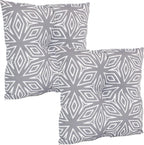 Tufted Indoor and Outdoor Decorative Throw Pillows - 19-Inch Square Patio Cushions Set of 2 - Weather-Resistant Polyester - Gray Geometric