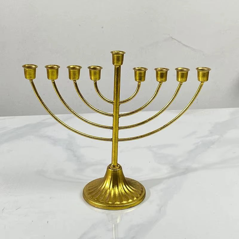 Jewish Candle Holder 7/9 Branch Candlestick Metal Candle Holder Hanukkah Candlestick Jewish Holders Menorah Stand Decorations
