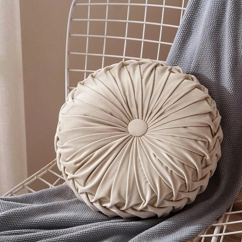Velvet Pleated round Pumpkin Throw Pillow for Couch Floor Home Decor Cushion Coussin Home Decor Sofa Chair Bed Car Cojin 33Cm