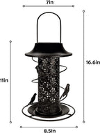 Solar Bird Feeder Heavy Duty Wild Bird Feeder Waterproof Tube Bird Feeder Solar Powered Garden Lantern Bird House Feeder with Light for outside Hanging Garden Decoration - Bronze