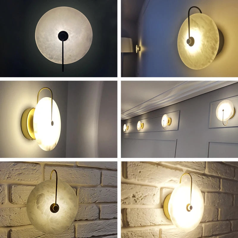 Modern Marble Alabaster Led Wall Lamp Bedroom Home Decor Decoration Lampshade Lighting Fixture for Gold Lamps Stair Sconce Stone
