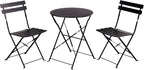 Premium Frame Patio Bistro Set, Folding Outdoor Patio Furniture Sets, 3-Piece Patio Set of Folding Patio Table and Chairs, Black