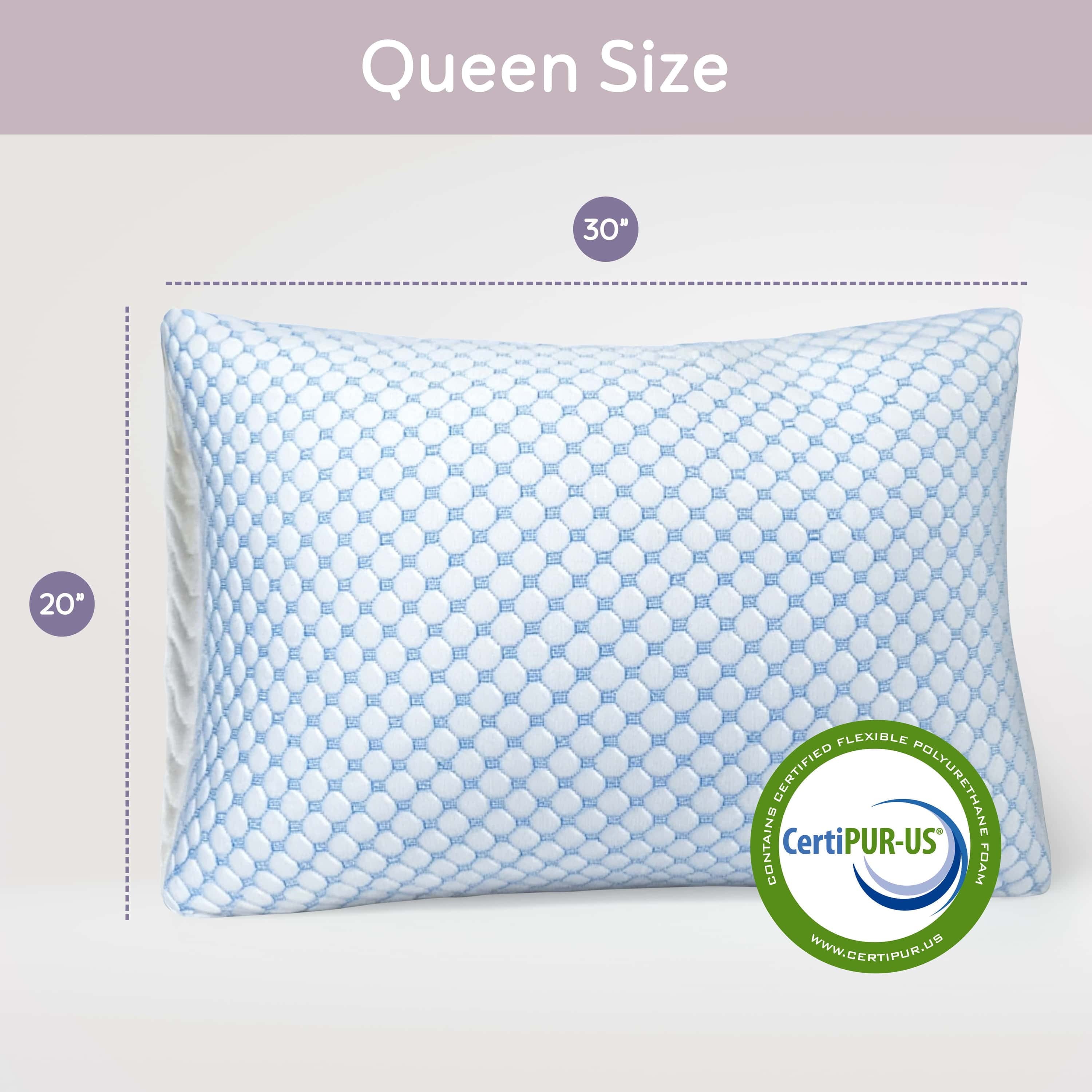 Temperature Queen Pillows Set of 2, Regulating and Adjustable Soft Memory Foam Cooling Bed Pillows Queen Size Pillows Set of 2, 20" X 30"