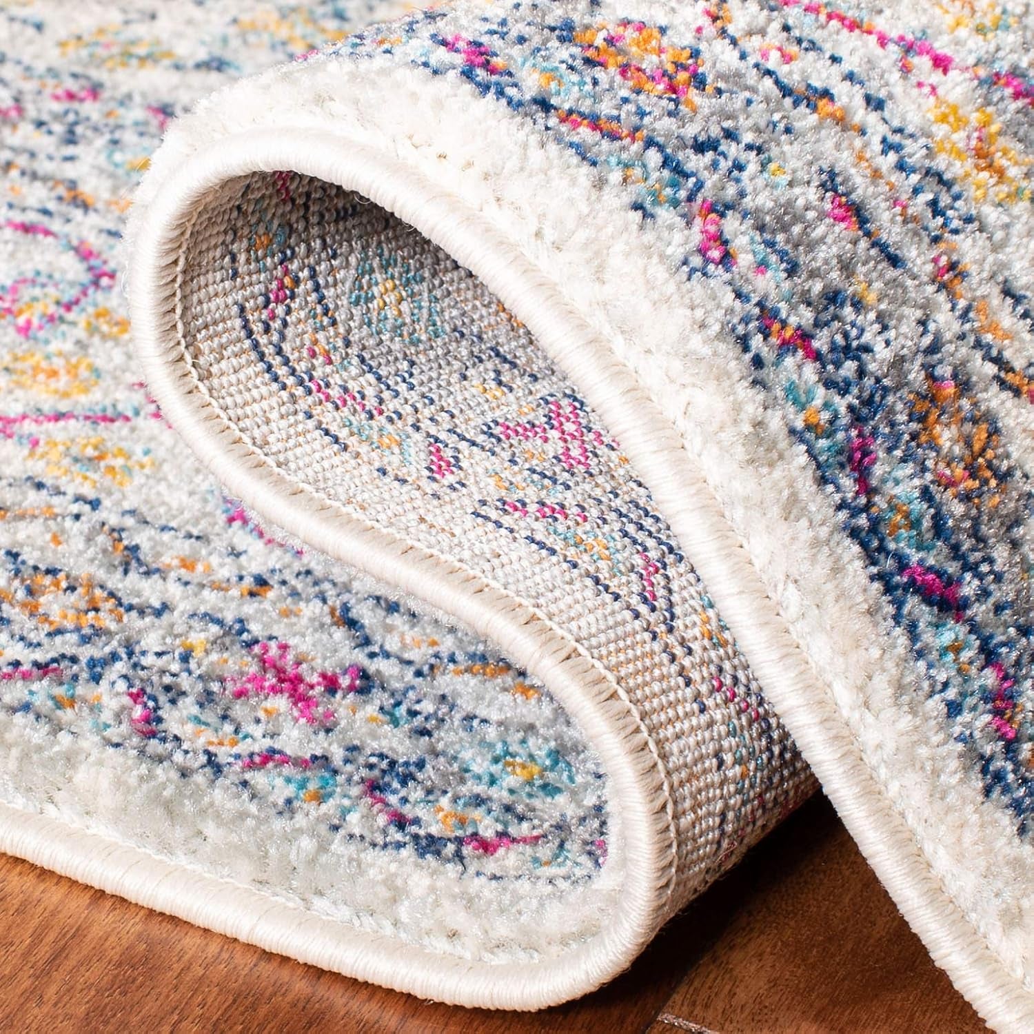 Area Rug 8X10 - Evoke Collection - Large - Cream & Fuchsia, Oriental Medallion Distressed Design, Non-Shedding & Easy Cleaning, Ideal for Living Room, Bedroom, Office, Dining Space (EVK250A)