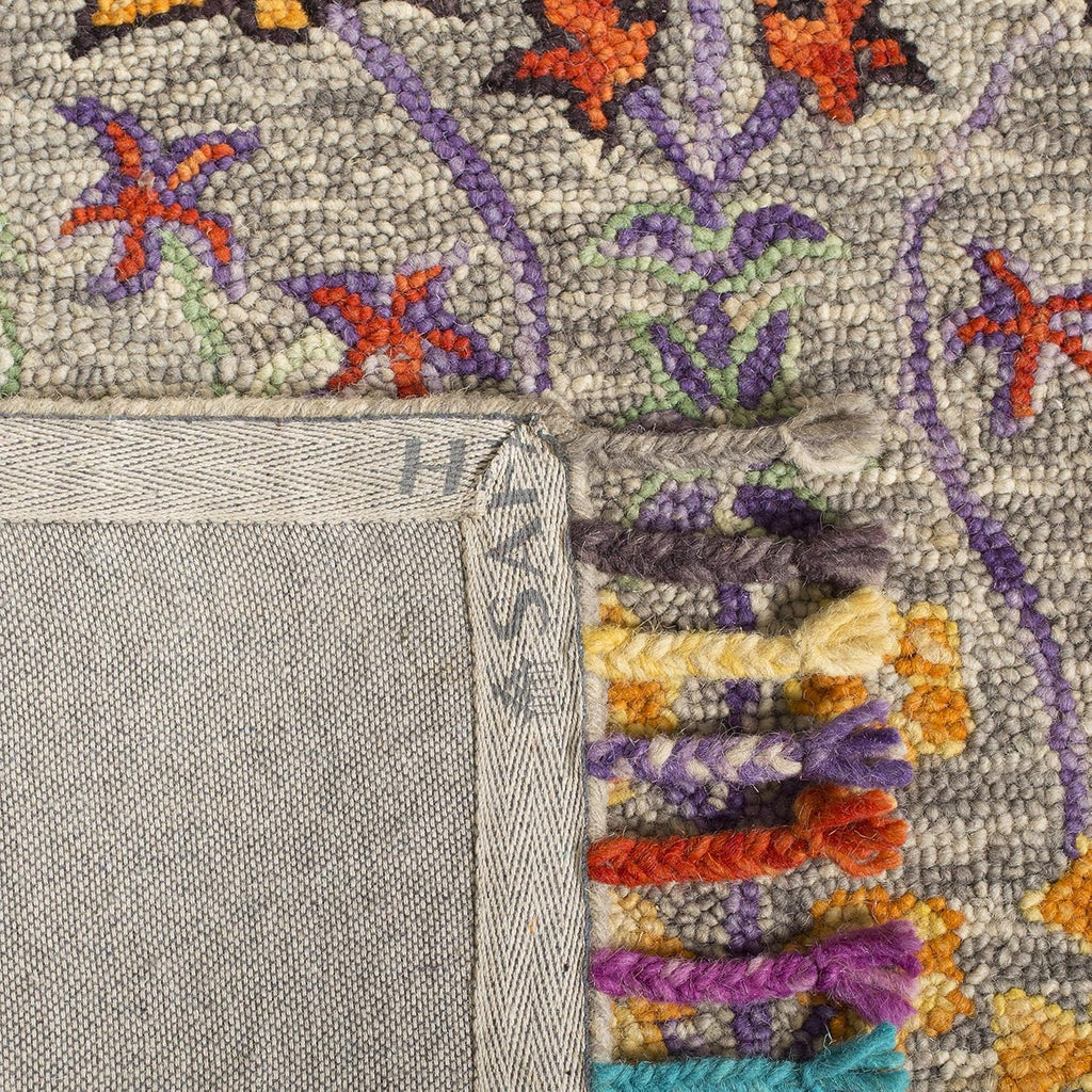 Blossom Collection Accent Rug - 4' X 6', Grey & Multi, Handmade Tassel Wool, Ideal for High Traffic Areas in Entryway, Living Room, Bedroom (BLM453A)