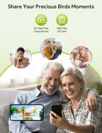 Smart Bird Feeder with Camera, AI Identify 10000+ Species, 1080P HD Bird Watching Camera with Solar Panel, Auto-Capture & Motion Detection, Ideal Gift for Bird Lovers