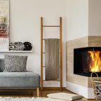 Natural 100% Solid American Cherry Decorative Ladder Shelving Unit (19 In. W X 1.75 In. D X 80 In. H)