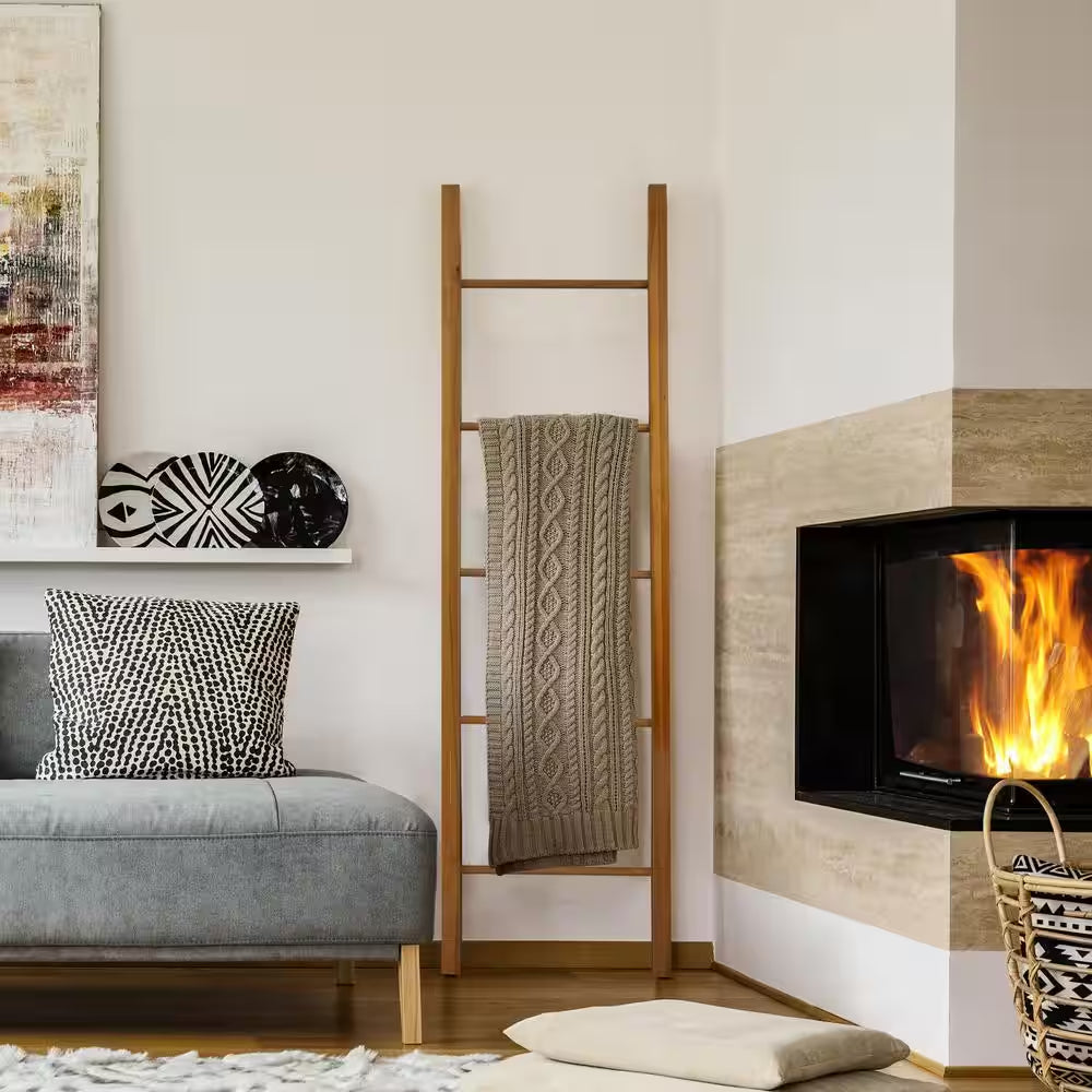 Natural 100% Solid American Cherry Decorative Ladder Shelving Unit (19 In. W X 1.75 In. D X 80 In. H)