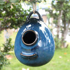 Birdhouse Ceramic Hanging Birdhouses Bird Hut Hanging Outdoor Birdhouse for Wild Birds, Finch, Cardinal, and Bluebird - Blue