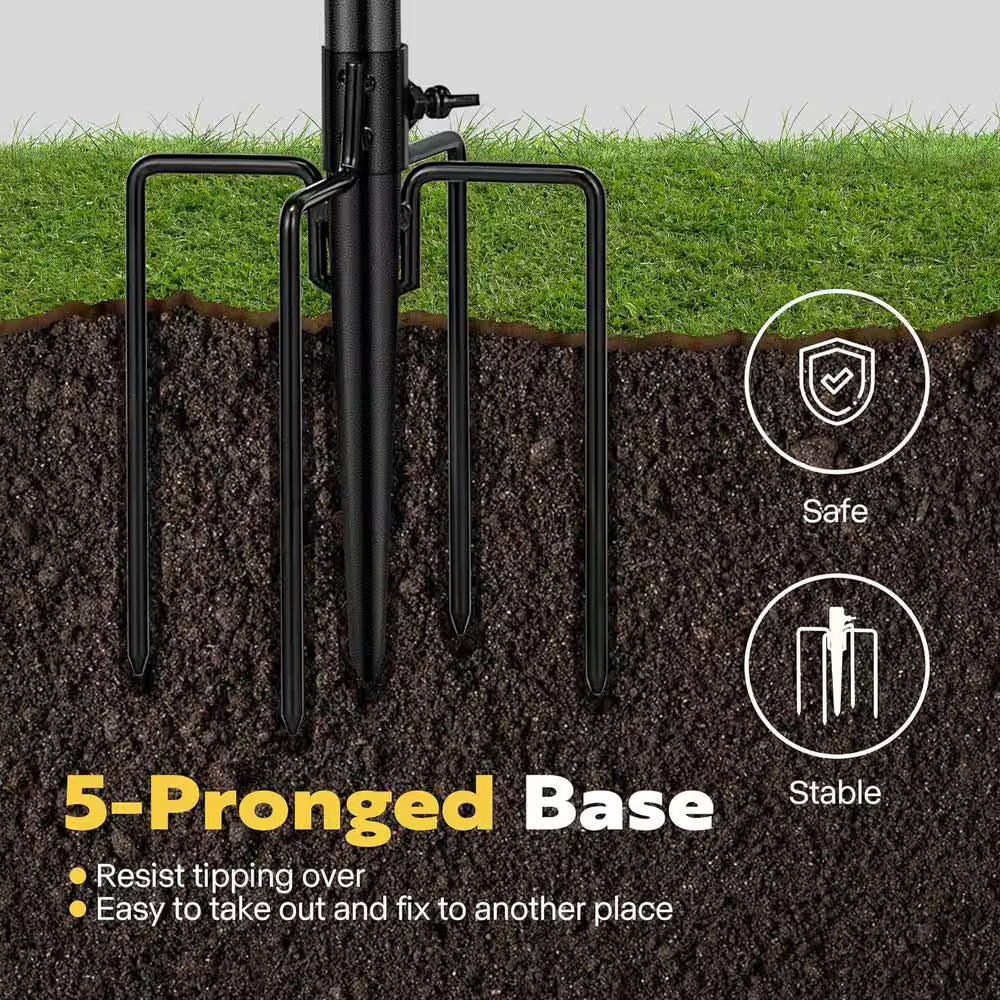 29 In. H round Polyresin Garden Birdbath with Metal Stake in Bronze