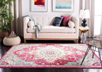 Madison Collection Accent Rug - 4' X 6', Fuchsia & Blue, Medallion Distressed Design, Non-Shedding & Easy Care, Ideal for High Traffic Areas in Entryway, Living Room, Bedroom (MAD473A)