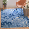 Adirondack Collection Area Rug - 5'1" X 7'6", Light Blue & Dark Blue, Floral Glam Distressed Design, Non-Shedding & Easy Care, Ideal for High Traffic Areas in Living Room, Bedroom (ADR114F)
