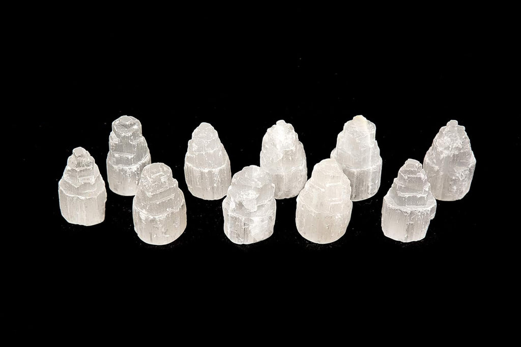 Set of 10 White Selenite Sky Tower Skyscraper Reiki Chakra Stone Crystal Healing Energy Tower 6-7Cm Tall
