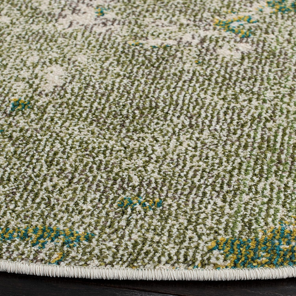 Madison Collection Area Rug - 5' Round, Green & Ivory, Modern Abstract Design, Non-Shedding & Easy Care, Ideal for High Traffic Areas in Living Room, Bedroom (MAD499Y)