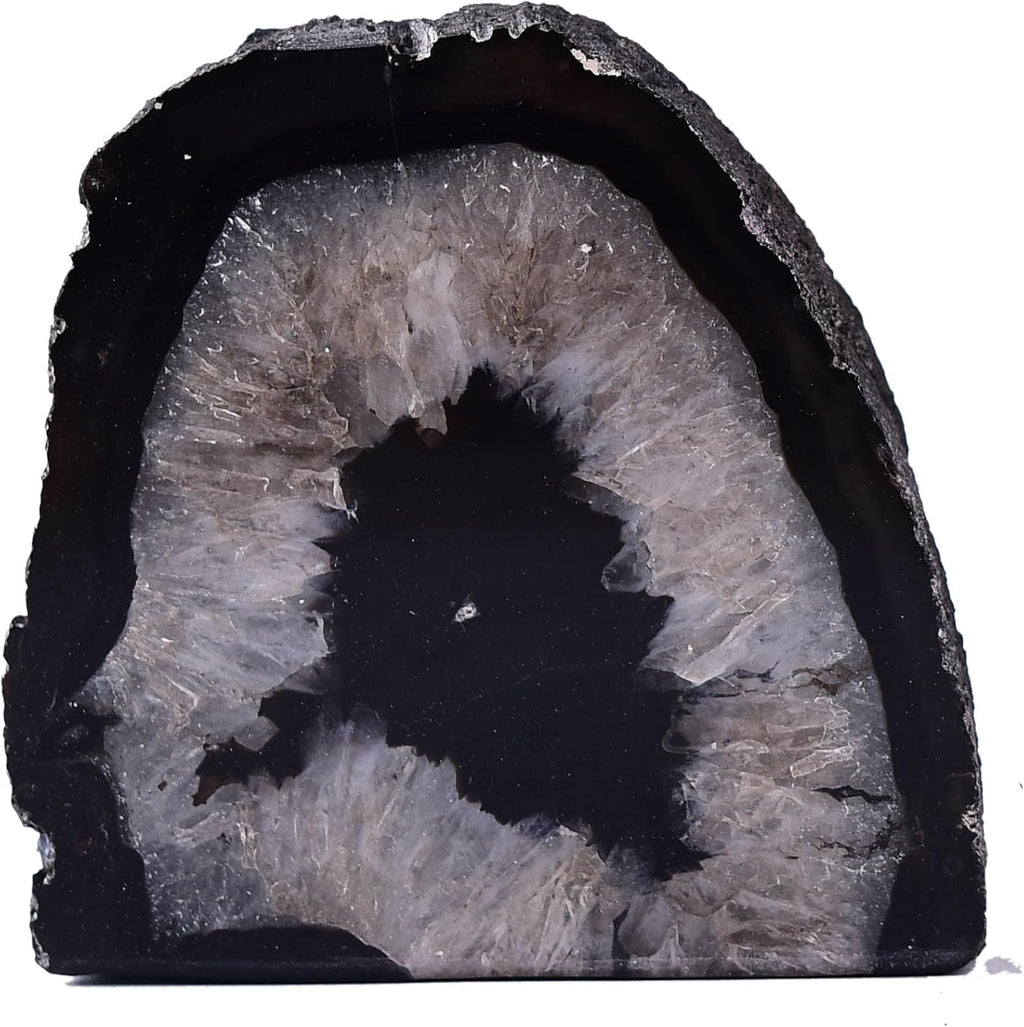 Agate Candle Holder Multi-Functional Décor 1-1.5Lb Pillar Candles & Makeup Brush Storage | Irregular Half-Cut Design | Meditation Desk Accent | Spiritual Starter Gift