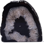 Agate Candle Holder Multi-Functional Décor 1-1.5Lb Pillar Candles & Makeup Brush Storage | Irregular Half-Cut Design | Meditation Desk Accent | Spiritual Starter Gift