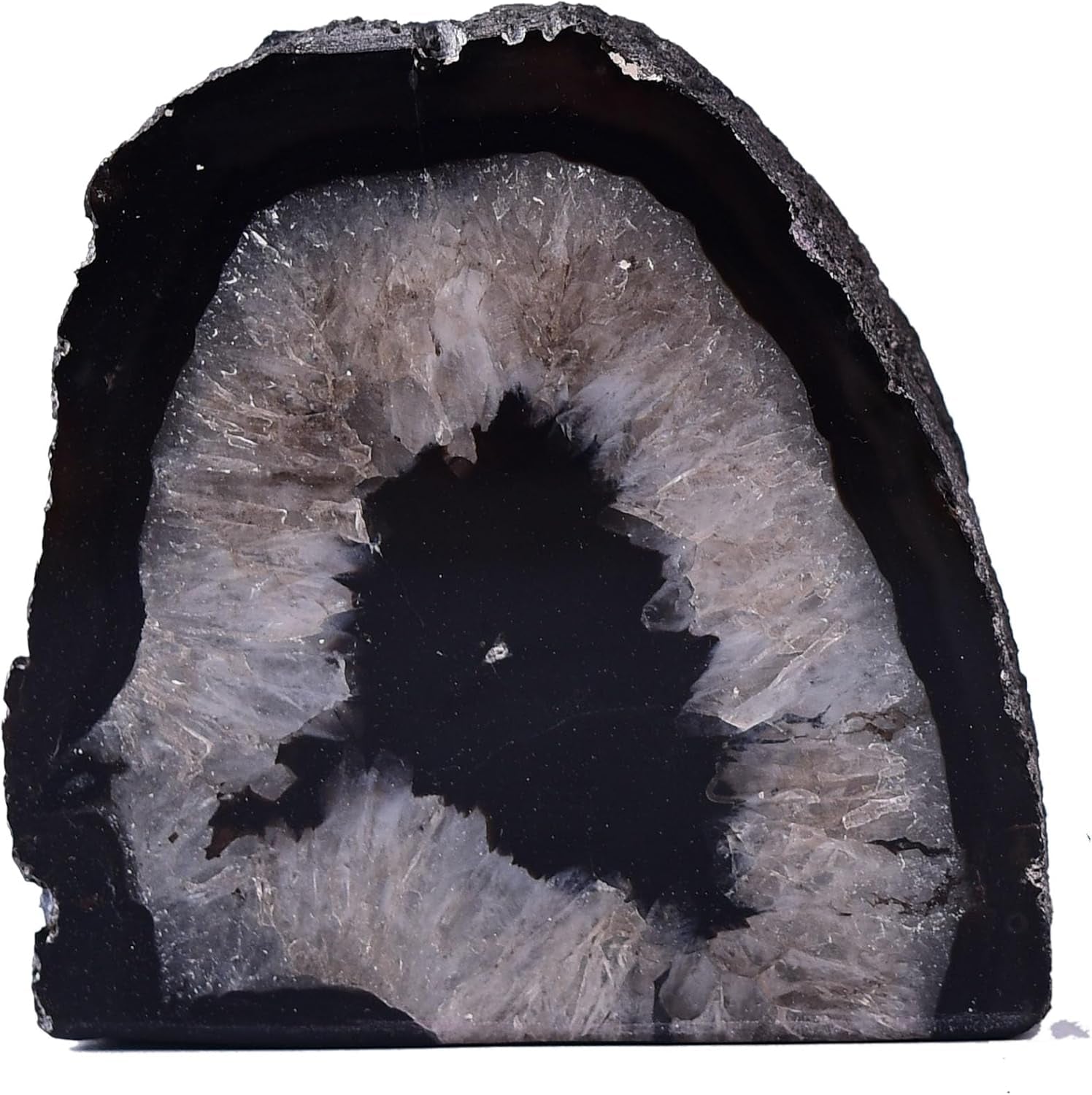 Agate Candle Holder Multi-Functional Décor 1-1.5Lb Pillar Candles & Makeup Brush Storage | Irregular Half-Cut Design | Meditation Desk Accent | Spiritual Starter Gift