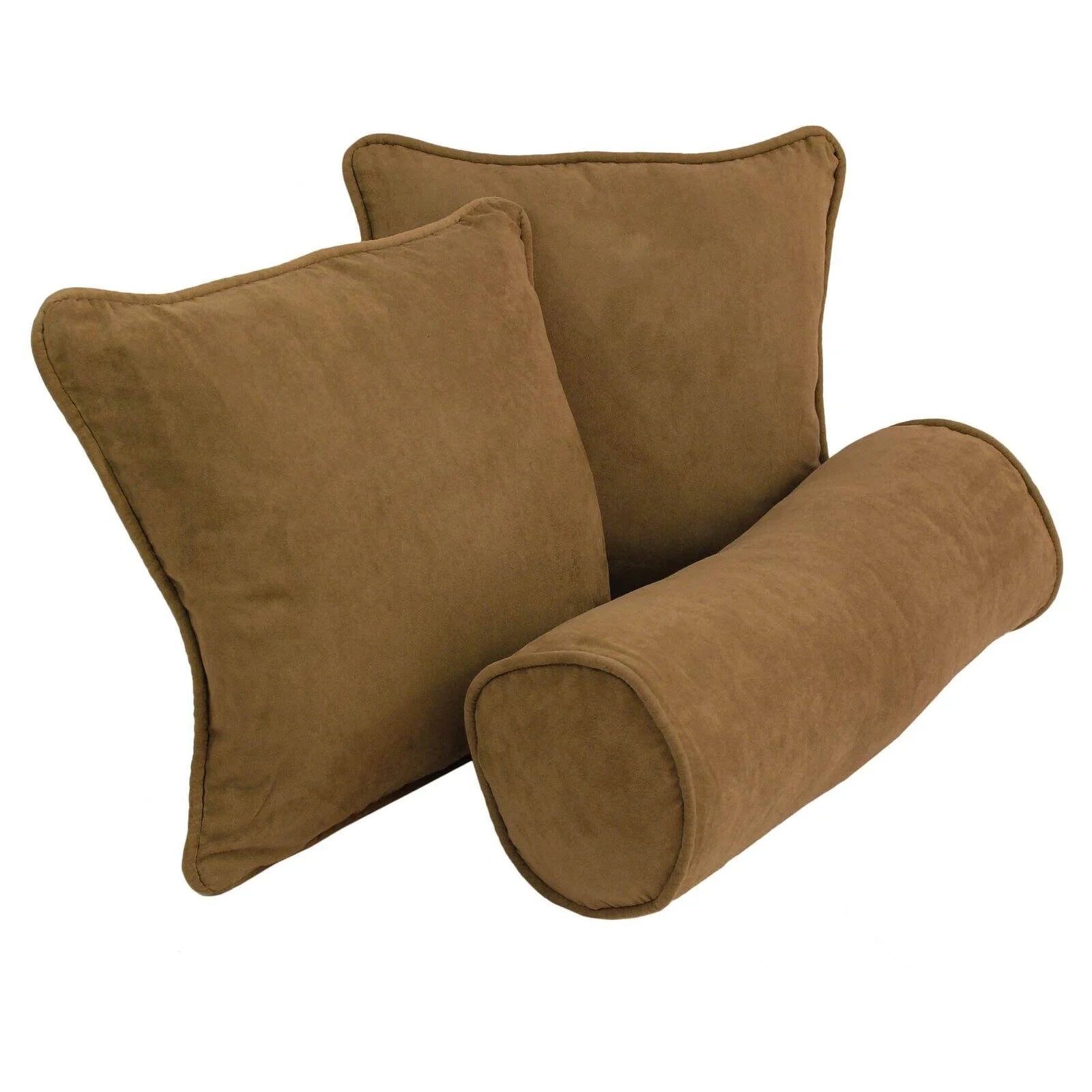 Double-Corded Solid Microsuede Throw Pillows with Inserts (Set of 3)