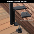 Deck Bird Feeder Pole, 42 Inches, Multiple Hooks, Adjustable, Detachable, Heavy Duty Steel, Stable, Black, Birdfeeders Porch for Deck Kit for outside Bird Feeders and Plant Hangers