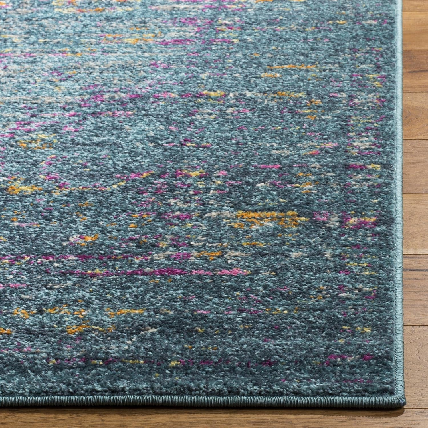 Madison Collection Area Rug - 5'1" X 7'6", Blue & Fuchsia, Boho Chic Distressed Design, Non-Shedding & Easy Care, Ideal for High Traffic Areas in Living Room, Bedroom (MAD122C)