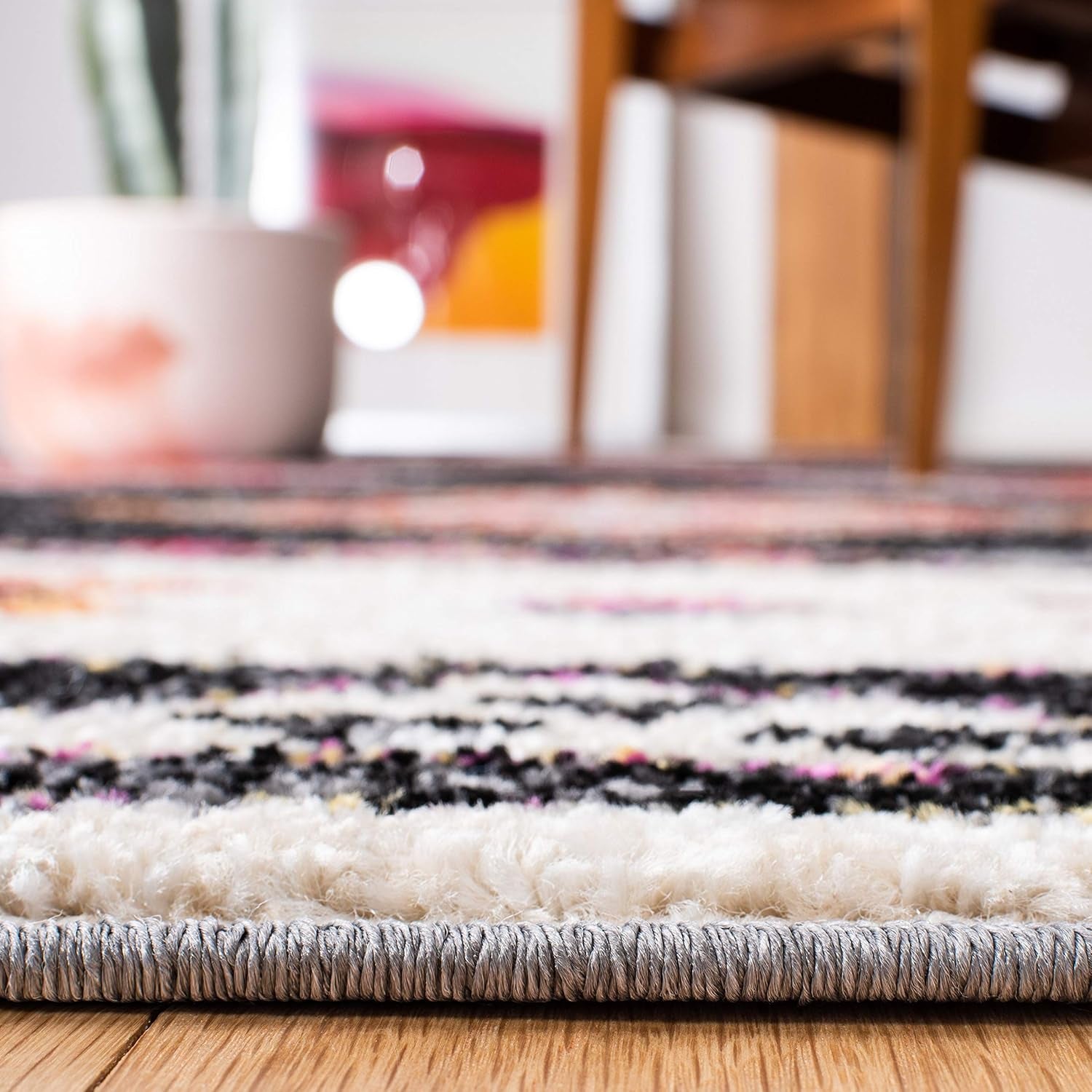 Adirondack Collection Area Rug - 6' X 9', Black & Red, Boho Tribal Design, Non-Shedding & Easy Care, Ideal for High Traffic Areas in Living Room, Bedroom (ADR245Z)