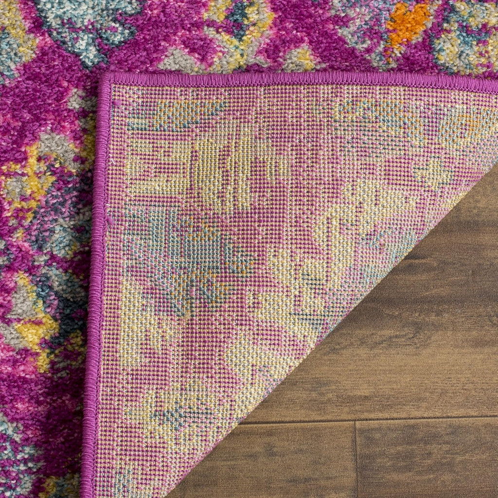 Madison Collection Runner Rug - 2'3" X 8', Fuchsia & Blue, Boho Chic Damask Design, Non-Shedding & Easy Care, Ideal for High Traffic Areas in Living Room, Bedroom (MAD144F)