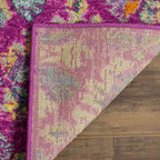 Madison Collection Runner Rug - 2'3" X 8', Fuchsia & Blue, Boho Chic Damask Design, Non-Shedding & Easy Care, Ideal for High Traffic Areas in Living Room, Bedroom (MAD144F)