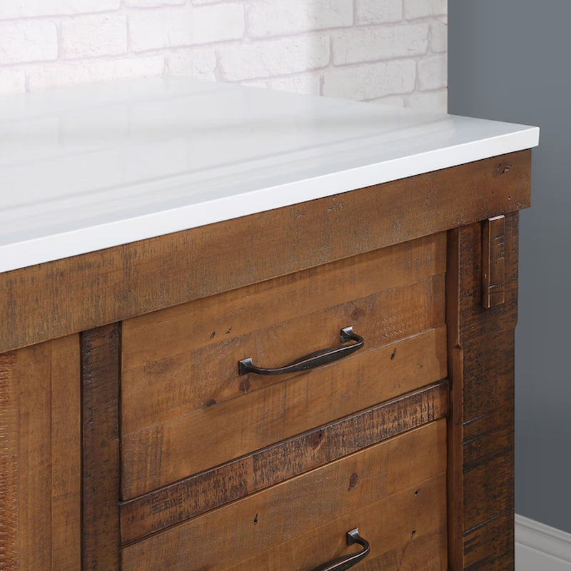 Telluride 60-In Distressed Pine Undermount Single Sink Bathroom Vanity with White Quartz Top