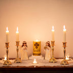 Gold Candlestick Holders Set of 2 Taper Candle Holders Deluxe Ornate Candle Holders for Shabbat Taper Candles, Candle Centerpiece, Wedding Candles, Christmas Candle 7.4Inch