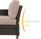 Sofa Sets Outdoor Furniture Sets, Wicker Patio Furniture 7-Piece Sectional Sofa with Thick Olefin Cushions for Yard Garden Porch for Six (Beige Sofa Set for Six, 7 PCS)