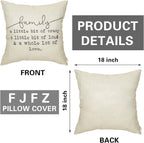 Family a Little Bit of Crazy Decorative Throw Pillow Covers, Farmhouse Quote Home Rustic Decorations, Christmas Inspirational Gifts Winter Cotton Linen Cushion Case Decors for Sofa Couch 18 × 18