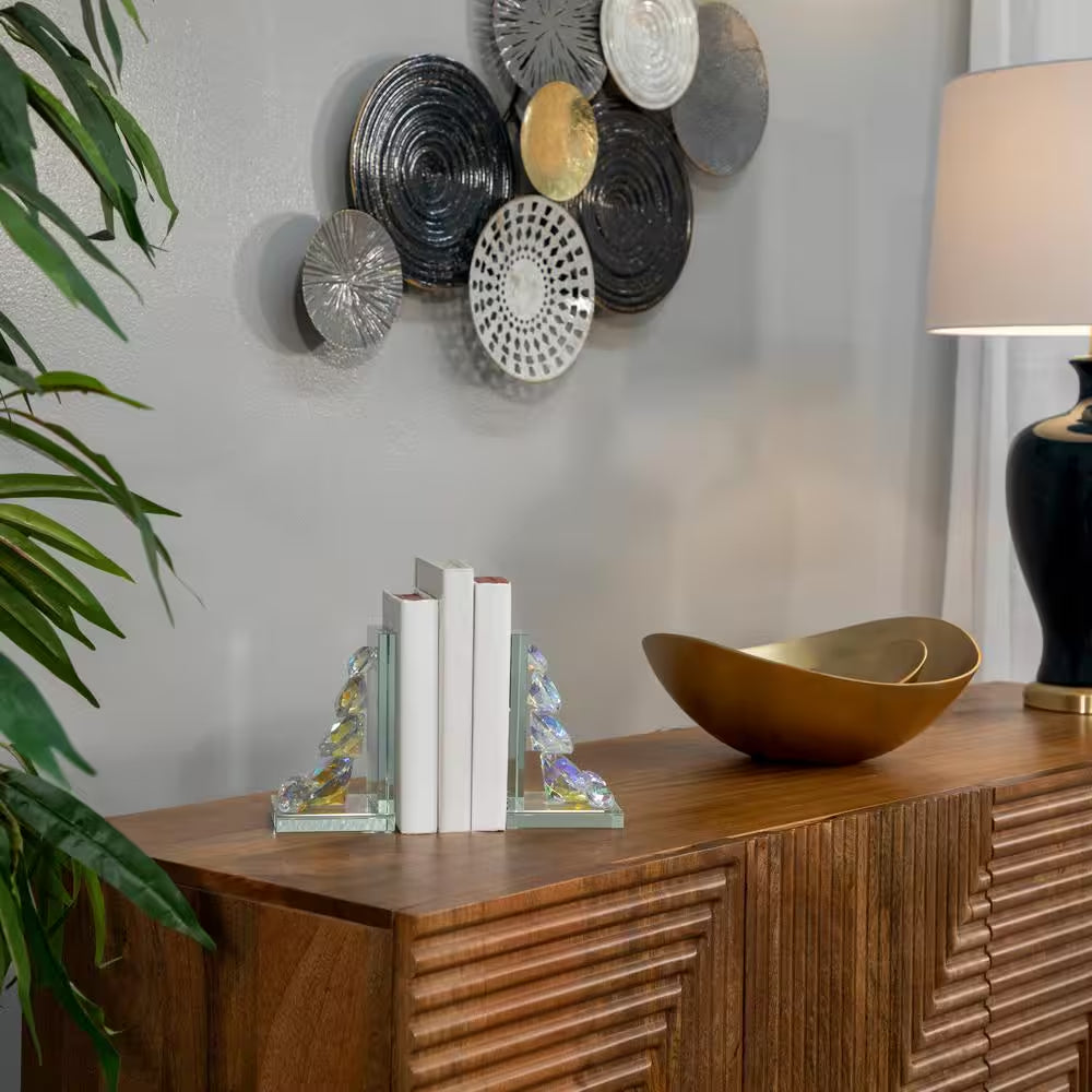 Clear Rainbow Crystal Diamond Glass Bookends (Set of 2)