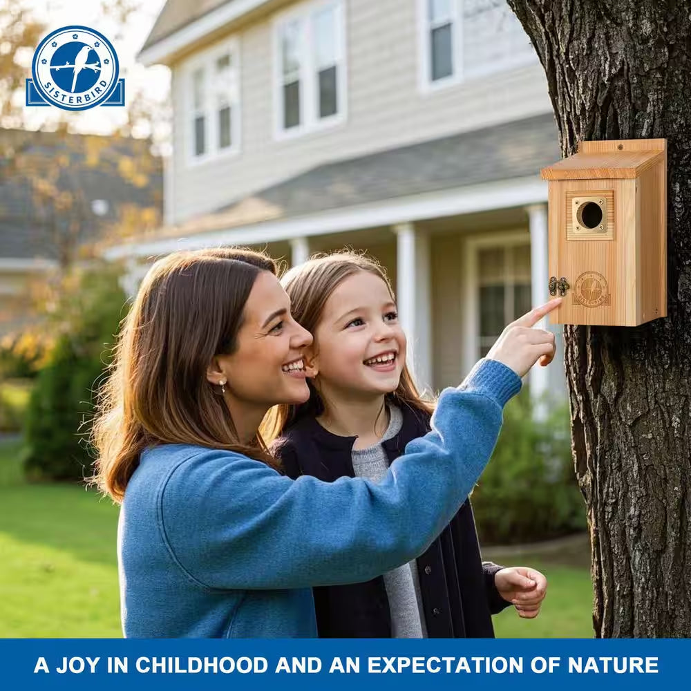 2-Pack Wood Bird Houses for outside Clearance with Copper Guard, Cedar Bird House Outdoor, Bluebird Assembly Required