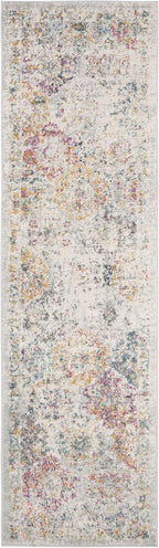 Madison Collection Runner Rug - 2'3" X 14', Grey & Gold, Boho Chic Distressed Design, Non-Shedding & Easy Care, Ideal for High Traffic Areas in Living Room, Bedroom (MAD611F)