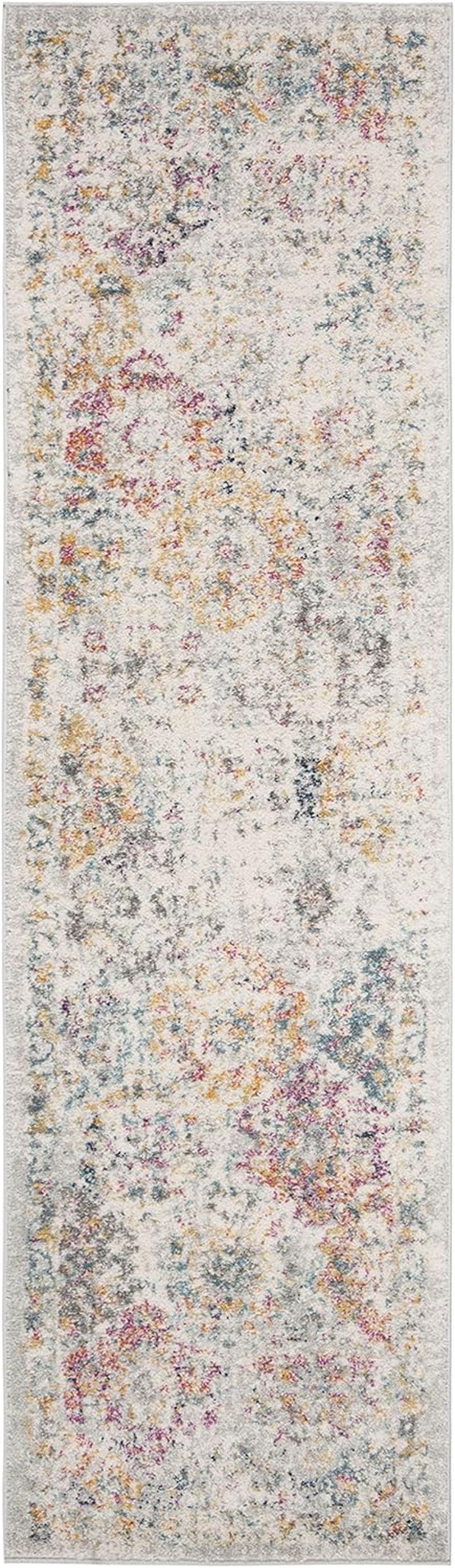 Madison Collection Runner Rug - 2'3" X 14', Grey & Gold, Boho Chic Distressed Design, Non-Shedding & Easy Care, Ideal for High Traffic Areas in Living Room, Bedroom (MAD611F)