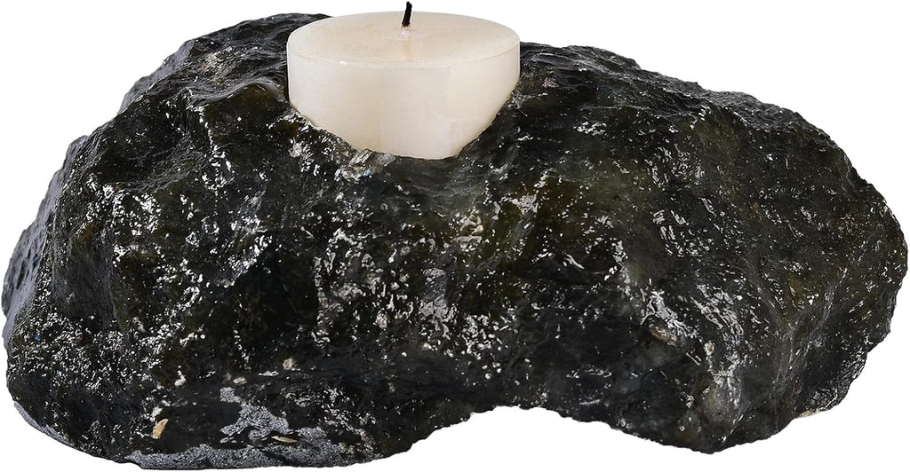 Natural Labradorite Tealight Candle Holder Healing Stone Candlestick Natural Healing Crystal Air Plant Holder 2.5-3.5 Lbs
