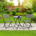 3 Piece Folding Outdoor Patio Bistro Set, Wicker Patio Furniture Sets with Table and Chairs for Garden, Backyard, Porch, Patio - Patio Conversation Set