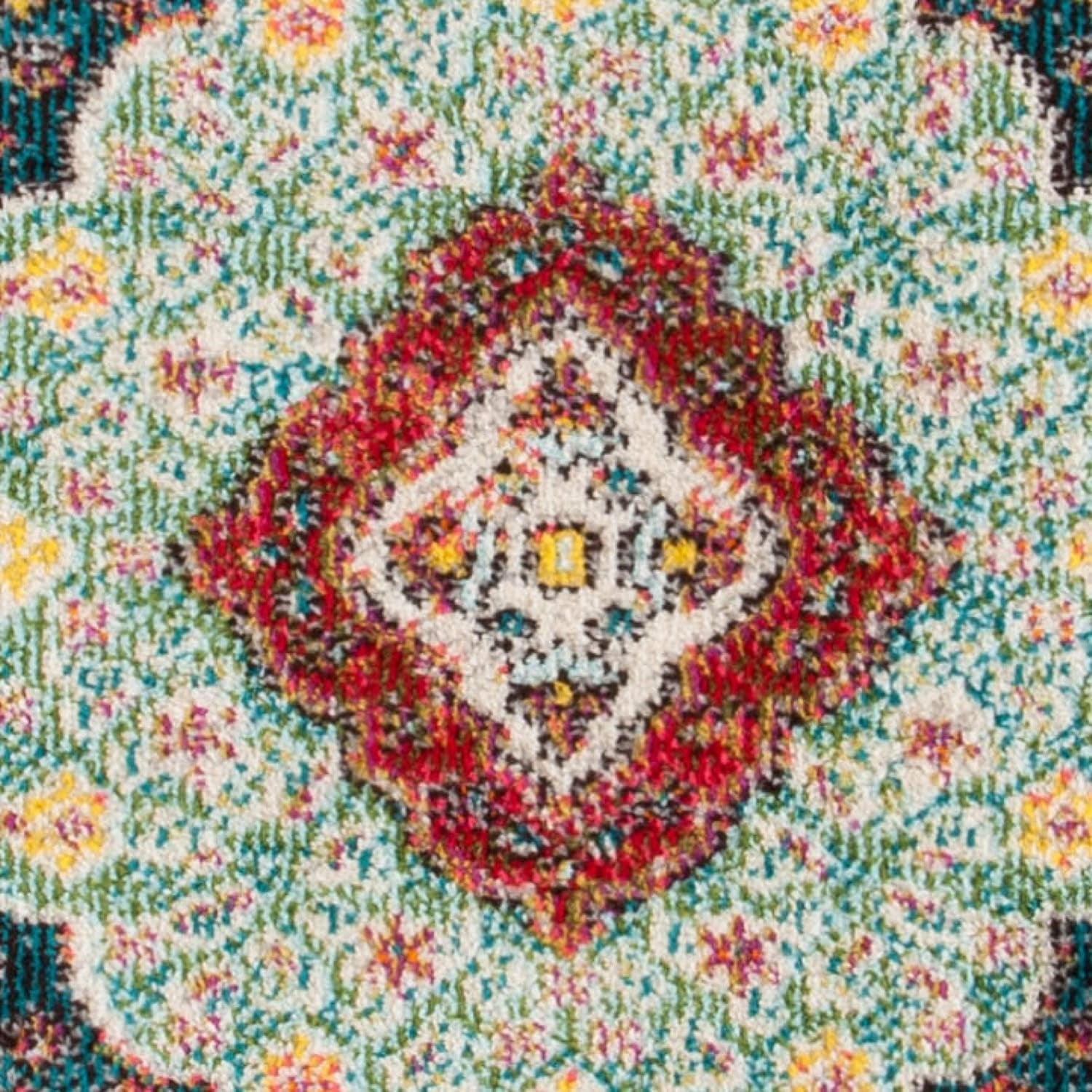 Madison Collection Accent Rug - 4' X 6', Navy & Turquoise, Medallion Distressed Design, Non-Shedding & Easy Care, Ideal for High Traffic Areas in Entryway, Living Room, Bedroom (MAD252N)