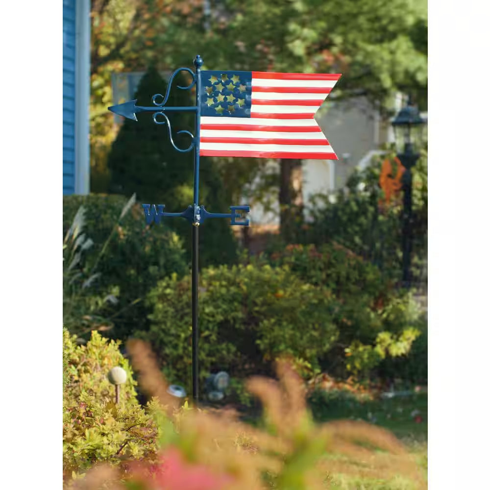 Americana Flag Garden Weathervane - with Garden Pole