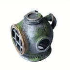 1Pc Resin Diving Helmet Wreck Aquarium Fish Tank Landscaping Creative Decoration Ornament through Rest Shelter for Tank