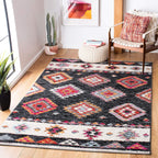 Adirondack Collection Area Rug - 6' X 9', Black & Red, Boho Tribal Design, Non-Shedding & Easy Care, Ideal for High Traffic Areas in Living Room, Bedroom (ADR245Z)