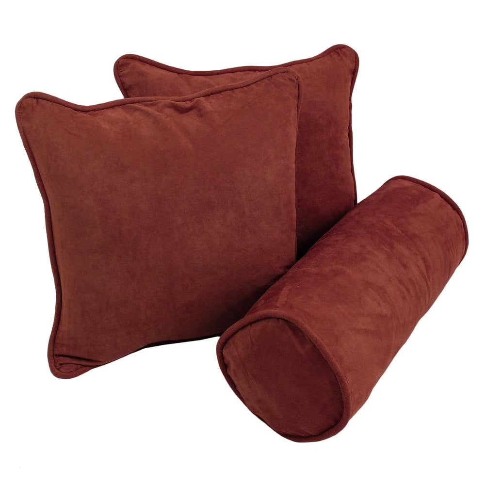 Double-Corded Solid Microsuede Throw Pillows with Inserts (Set of 3)