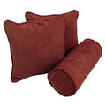 Double-Corded Solid Microsuede Throw Pillows with Inserts (Set of 3)