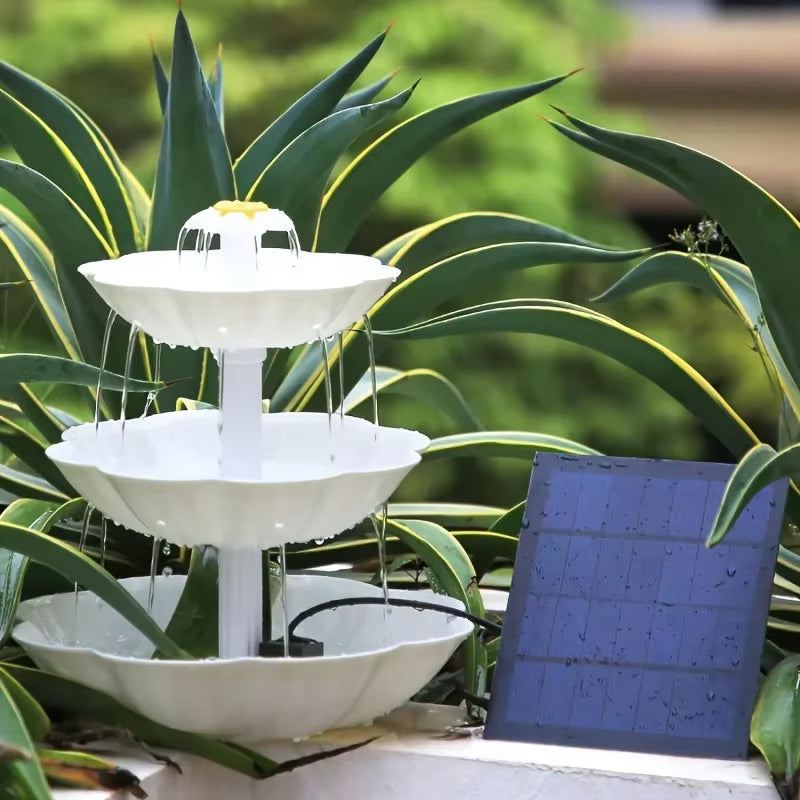 Solar Bird Bath Water Fountain Detachable DIY Water Landscaping Fountain for Bird Bathing Garden Decoration, Outdoor Bird Feeder