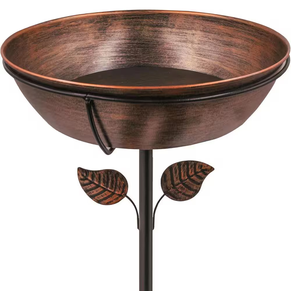 13 In. Diameter Metal Bird Bath with Removable Bowl and Stable Stake Easy Clean for Garden Yard Decor