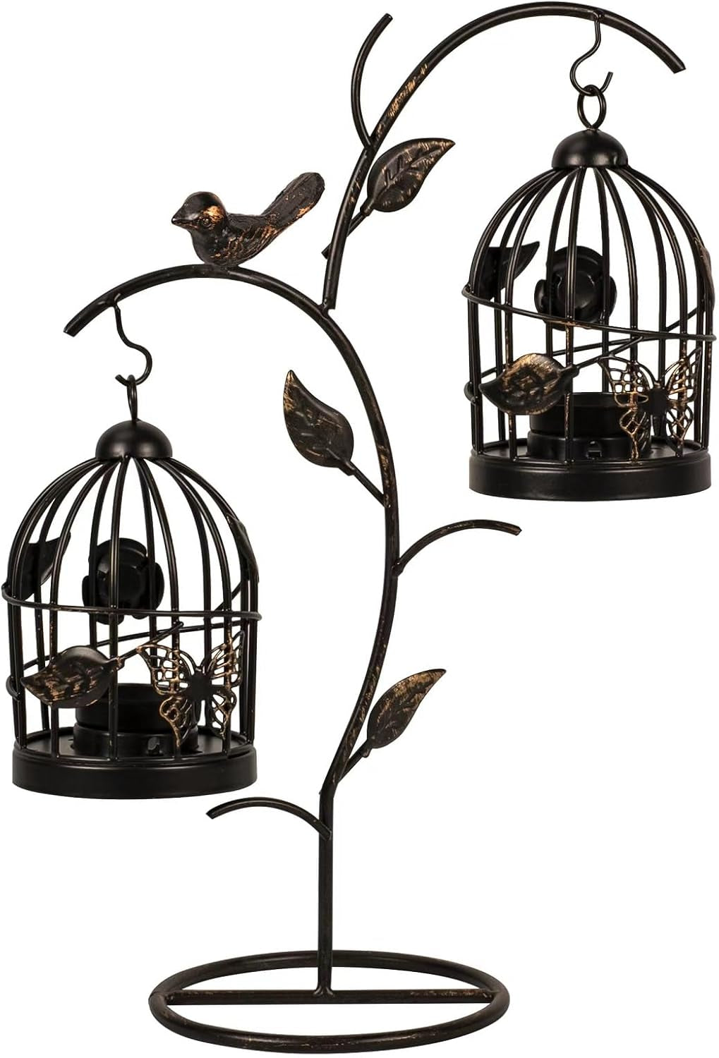 Decorative Birdcage Candle Holders for Tealight Candles, 13.8In Tall Black Vintage Candle Holder, Metal Bird Cage Candle Stands for Rustic Home Decor Table Wedding Christmas Centerpiece Bird Decor