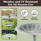 Weather Resistant Antique Bird Bath in Gray
